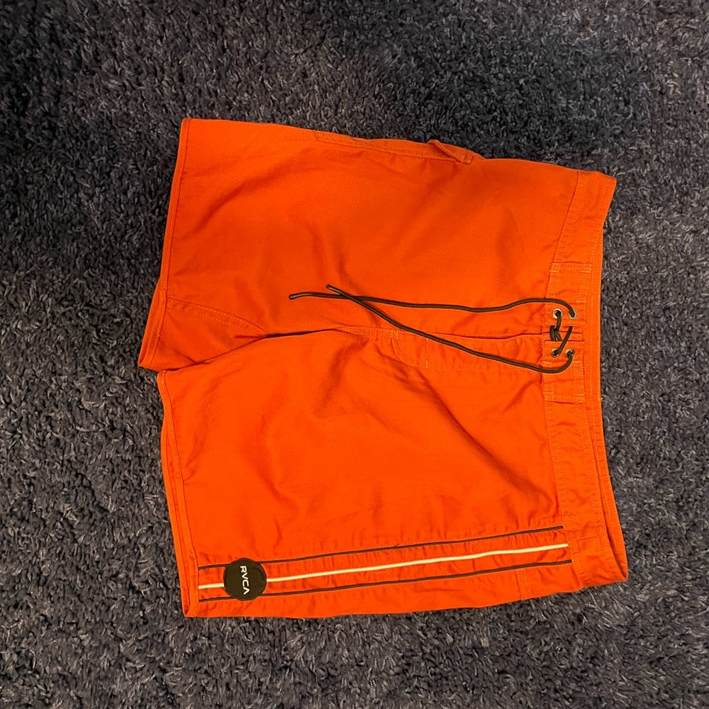 Mens RVCA heritage twill rust orange hybrid shorts